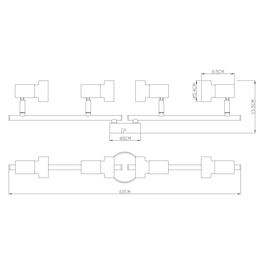 Globo - Kohtvalgusti  4xGU10/25W/230V must/hõbedane