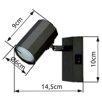 Globo - Kohtvalgusti seinale 1xGU10/25W/230V must