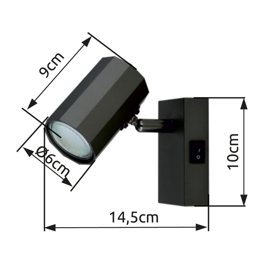 Globo - Kohtvalgusti seinale 1xGU10/25W/230V must