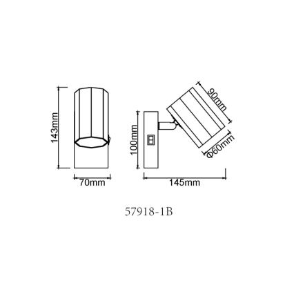 Globo - Kohtvalgusti seinale 1xGU10/25W/230V must