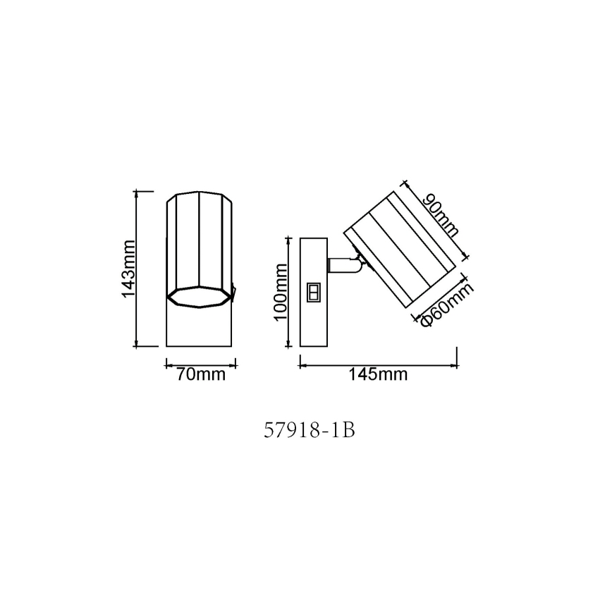 Globo - Kohtvalgusti seinale 1xGU10/25W/230V must