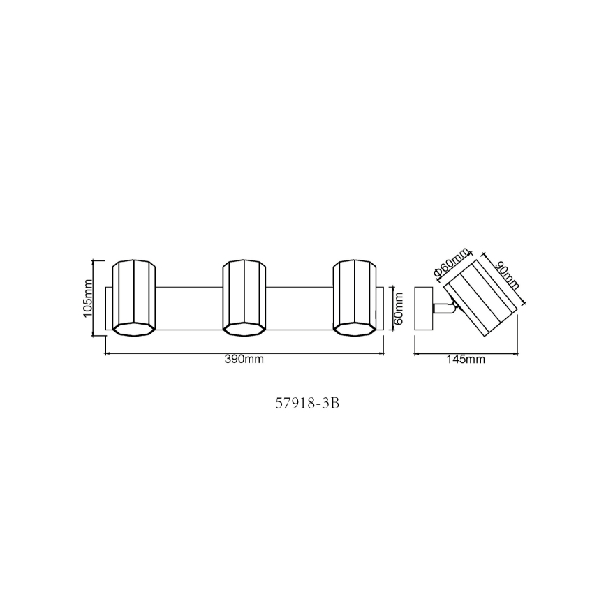 Globo - Kohtvalgusti 3xGU10/25W/230V must