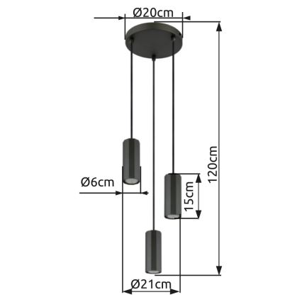 Globo - Lühter 3xGU10/25W/230V must