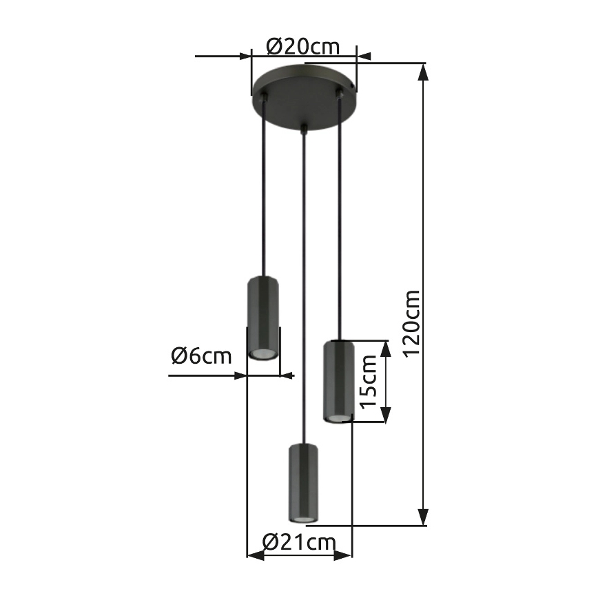 Globo - Lühter 3xGU10/25W/230V must