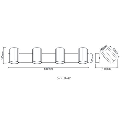 Globo - Kohtvalgusti 4xGU10/25W/230V must