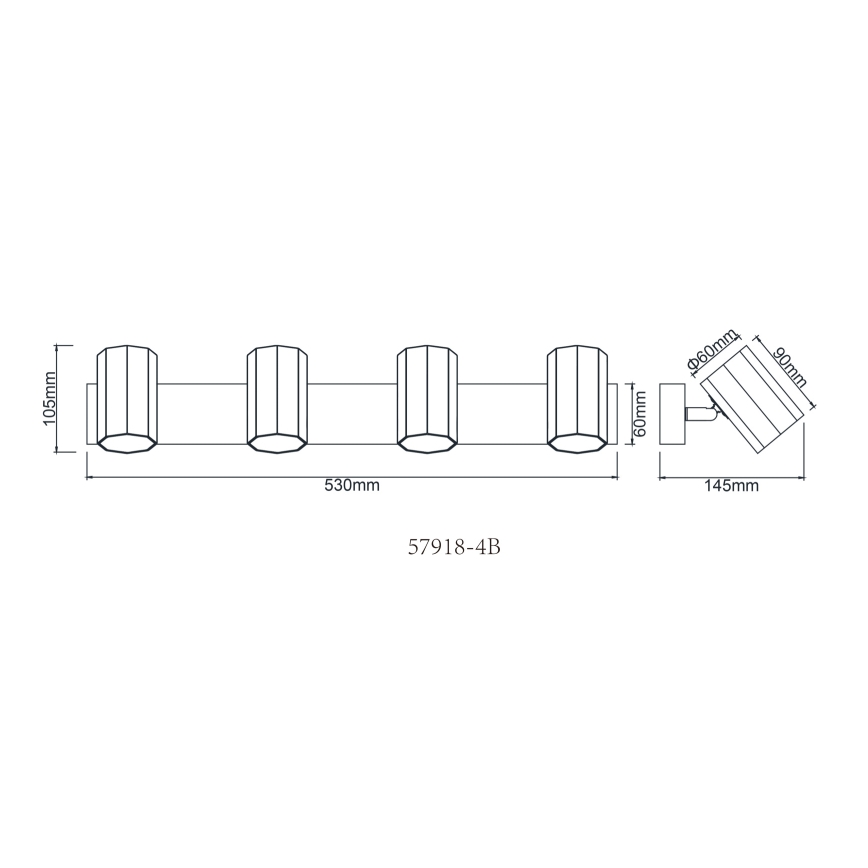Globo - Kohtvalgusti 4xGU10/25W/230V must