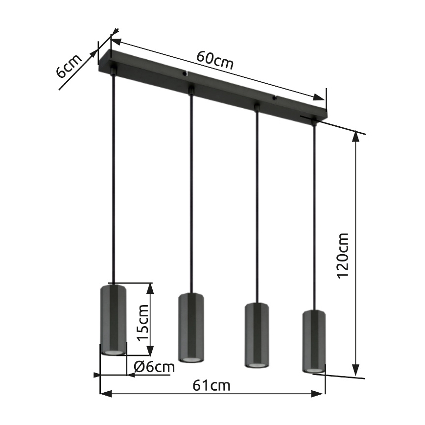 Globo - Lühter 4xGU10/25W/230V must