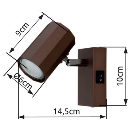 Globo - Kohtvalgusti seinale 1xGU10/25W/230V pruun