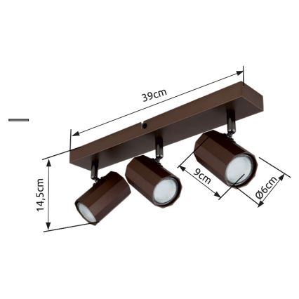 Globo - Kohtvalgusti 3xGU10/25W/230V pronks
