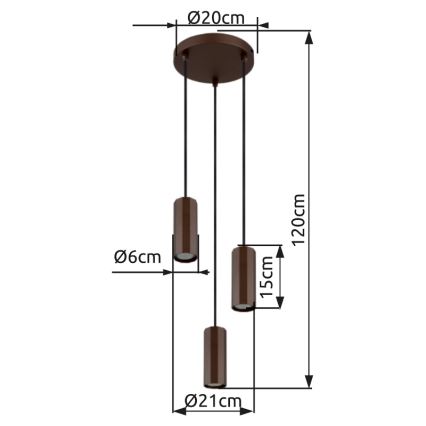Globo - Lühter 3xGU10/25W/230V pronks