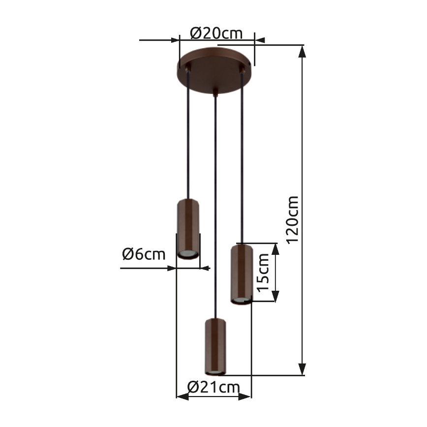 Globo - Lühter 3xGU10/25W/230V pronks