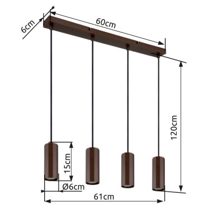 Globo - Lühter 4xGU10/25W/230V pronks
