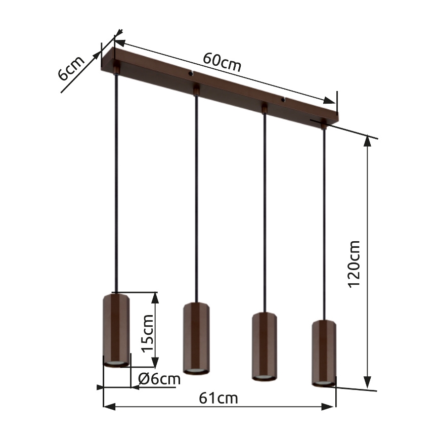 Globo - Lühter 4xGU10/25W/230V pronks