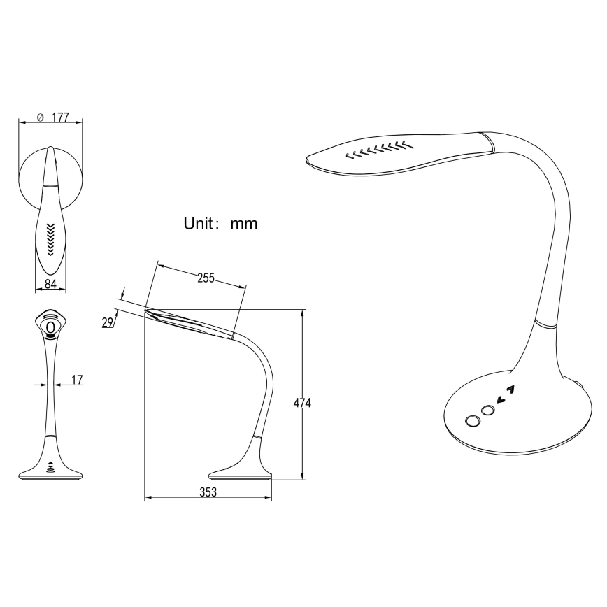 Globo - LED Hämardatav puutetundlik paindlik laualamp LED/9W/230V 3000/4500/6500K must