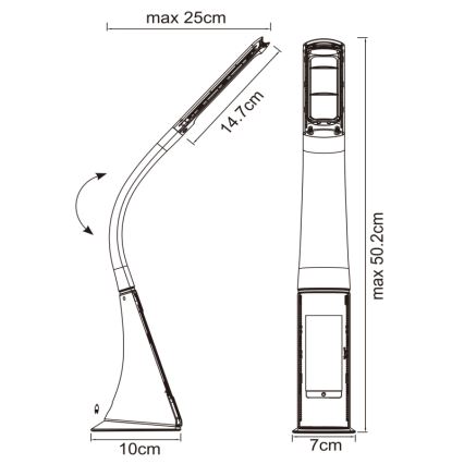 Globo - LED puutejuhtimisega hämardatav lauavalgusti ekraaniga LED/6,5W/230V 3000/4500/5800K must
