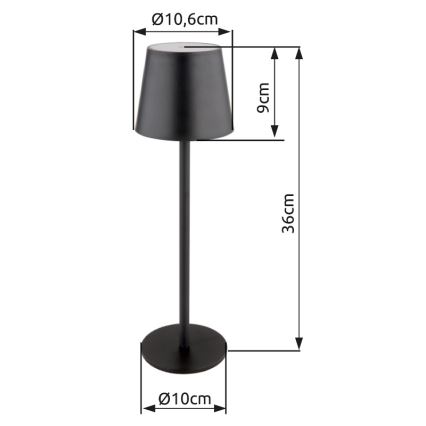 Globo - LED Hämardatav puutetundlik väli lamp LED/3W/3,7V IP44 1800mAh + USB must