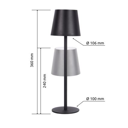 Globo - LED Hämardatav puutetundlik väli lamp LED/3W/3,7V IP44 1800mAh + USB must