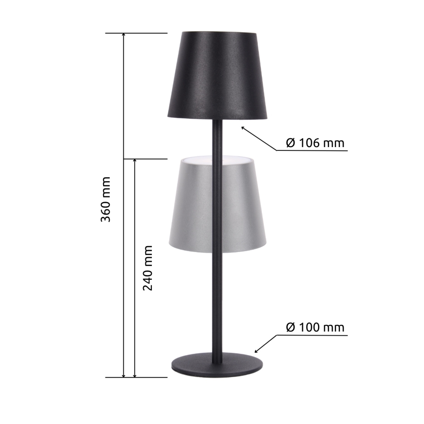 Globo - LED Hämardatav puutetundlik väli lamp LED/3W/3,7V IP44 1800mAh + USB must