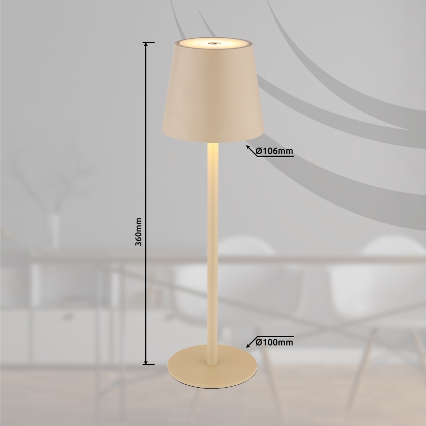 Globo - LED Hämardatav puutetundlik väli lamp LED/3W/3,7V IP44 1800 mAh USB beež