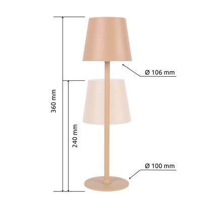 Globo - LED Hämardatav puutetundlik väli lamp LED/3W/3,7V IP44 1800 mAh USB beež