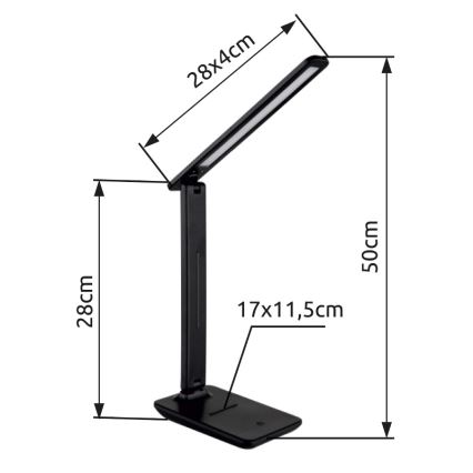 Globo - LED Puutetundlik hämardatav laualamp LED/5W/230V 2700/4000/6500K must