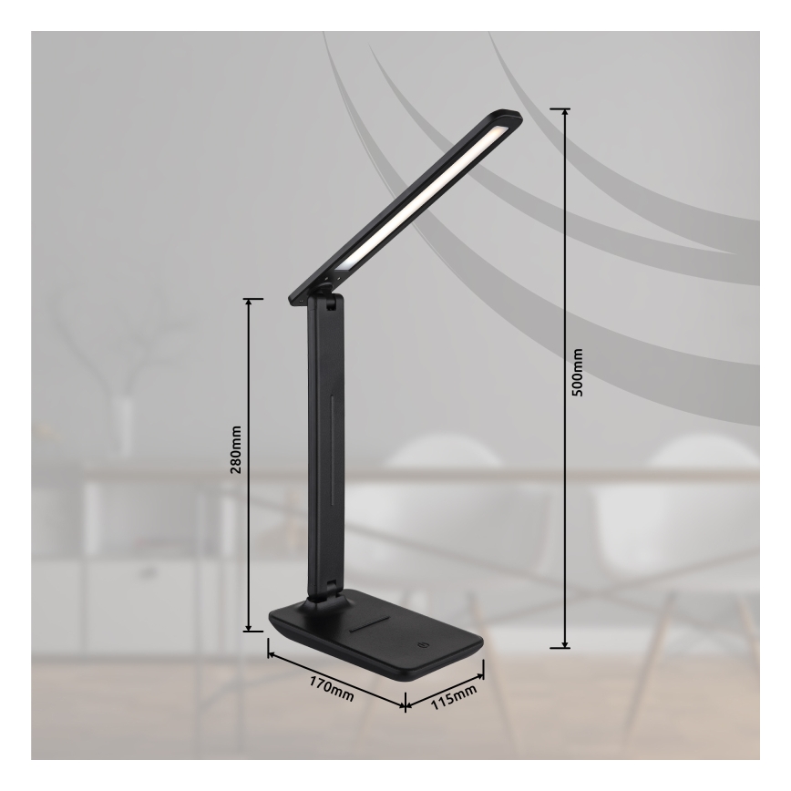 Globo - LED Puutetundlik hämardatav laetav laualamp LED/5W/5V 2700/4000/6500K 1800 mAh must