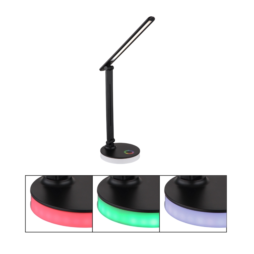 Globo - LED RGBW Hämardatav puutetundlik laualamp LED/5W/230V + LED/2W 2700K/4000K/6500K must