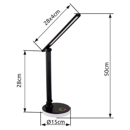 Globo - LED RGBW Hämardatav puutetundlik laualamp LED/5W/230V + LED/2W 2700K/4000K/6500K must
