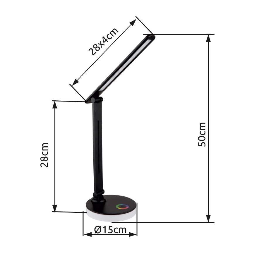 Globo - LED RGBW Hämardatav puutetundlik laualamp LED/5W/230V + LED/2W 2700K/4000K/6500K must