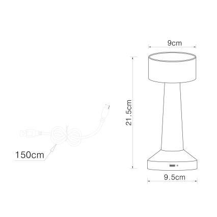 Globo - LED Hämardatav puutetundlik laualamp LED/1W/3,7V 2700K/4000K/6500K 800 mAh USB kuldne