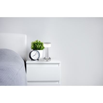 Globo - LED Hämardatav puutetundlik laualamp LED/1W/3,7V 2700K/4000K/6500K 800 mAh USB matt kroom