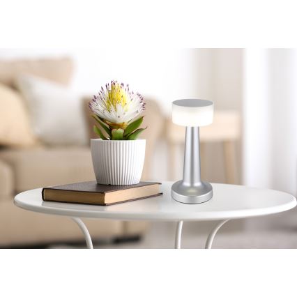 Globo - LED Hämardatav puutetundlik laualamp LED/1W/3,7V 2700K/4000K/6500K 800 mAh USB matt kroom