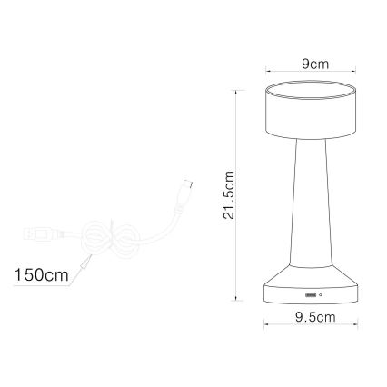 Globo - LED Hämardatav puutetundlik laualamp LED/1W/3,7V 2700K/4000K/6500K 800 mAh USB matt kroom