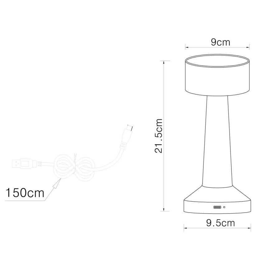Globo - LED Hämardatav puutetundlik laualamp LED/1W/3,7V 2700K/4000K/6500K 800 mAh USB must