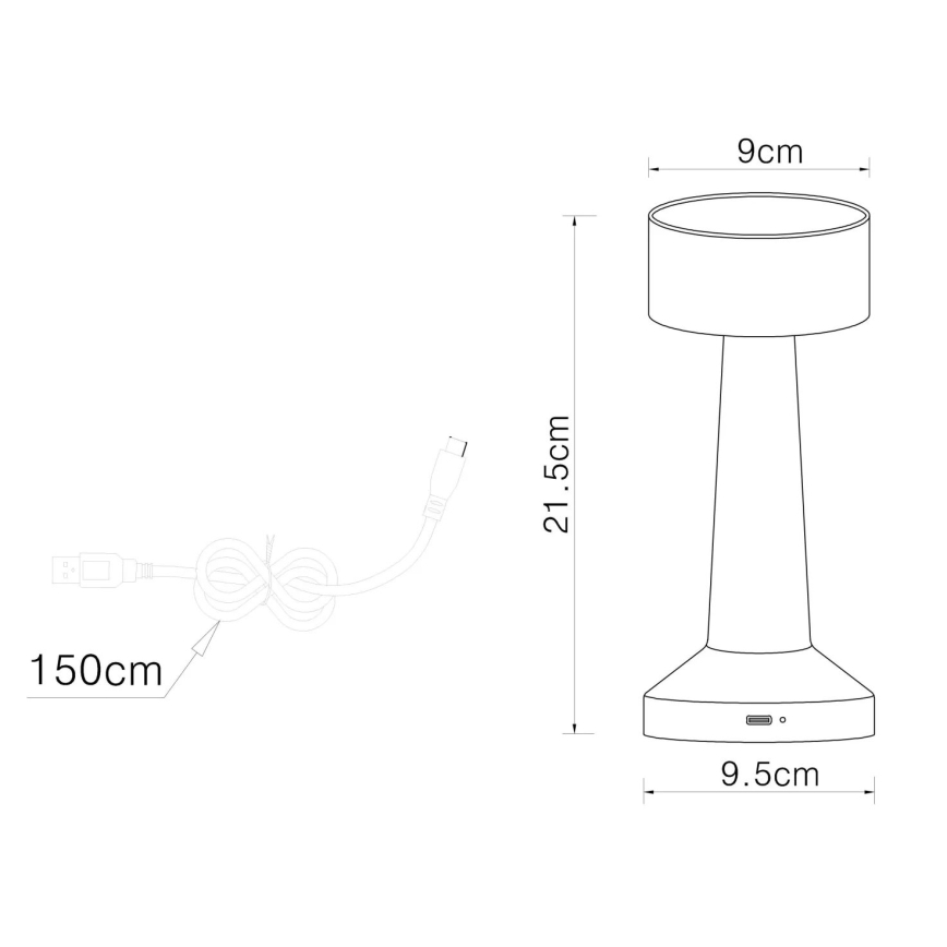 Globo - LED Hämardatav puutetundlik laualamp LED/1W/3,7V 2700K/4000K/6500K 800 mAh USB valge