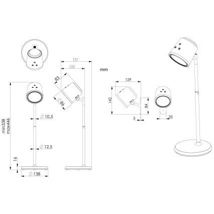 Globo - LED Hämardatav puutetundlik laualamp 4-ühes LED/6W/3,7V 3000K/4000K/6500K 1500 mAh USB must