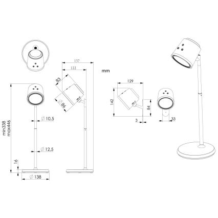 Globo - LED Hämardatav puutetundlik laualamp 4-ühes LED/6W/3,7V 3000K/4000K/6500K 1500 mAh USB valge