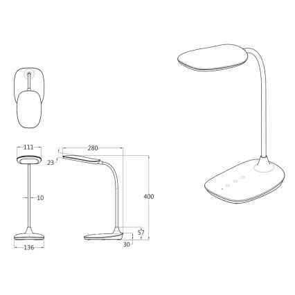 Globo - LED Hämardatav puutetundlik laualamp LED/9W/230V 3000K/4000K/6500K CRI 90 must