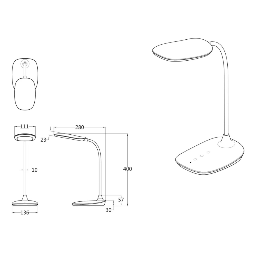 Globo - LED Hämardatav puutetundlik laualamp LED/9W/230V 3000K/4000K/6500K CRI 90 must