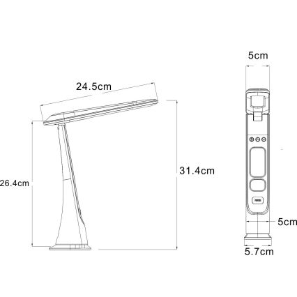 Globo - LED hämardatav puutetundlik laetav laualamp LED/2W/5V 3000/4000/5000K 1800 mAh