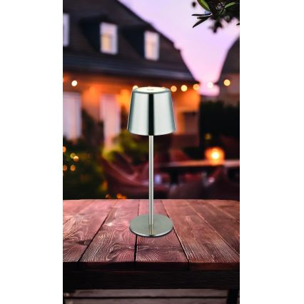 Globo - hämardatav puutetundlik laetav LED-laualamp LED/2W/3,7V 3000/4000/6000K 2200 mAh läikiv kroom