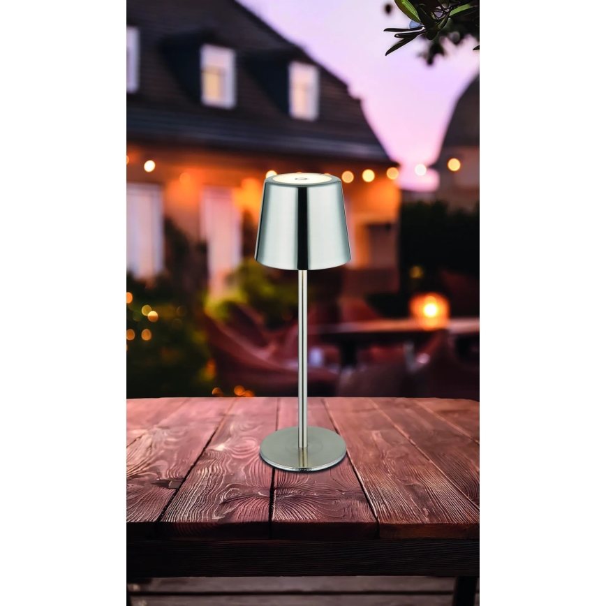 Globo - hämardatav puutetundlik laetav LED-laualamp LED/2W/3,7V 3000/4000/6000K 2200 mAh läikiv kroom
