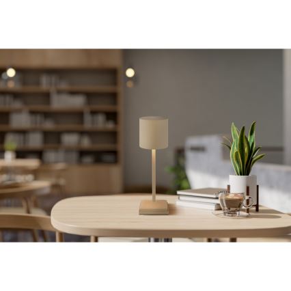 Globo - LED-hämardatav puutega juhitav laetav laualamp LED/1,5W/5V 2200 mAh beež