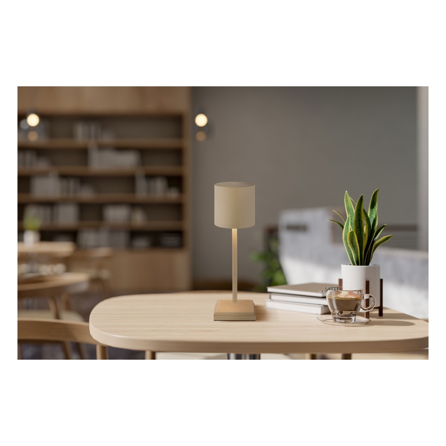 Globo - LED-hämardatav puutega juhitav laetav laualamp LED/1,5W/5V 2200 mAh beež