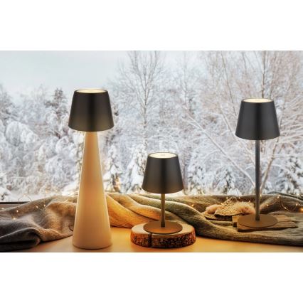 Globo - hämardatav puutetundlik laetav välistingimustesse mõeldud lauavalgusti 3-ühes LED/3W/5V 3000/4000/5000K IP54 1800 mAh must
