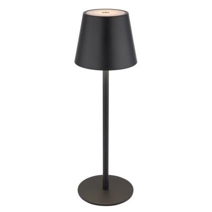 Globo - hämardatav puutetundlik laetav välistingimustesse mõeldud lauavalgusti 3-ühes LED/3W/5V 3000/4000/5000K IP54 1800 mAh must