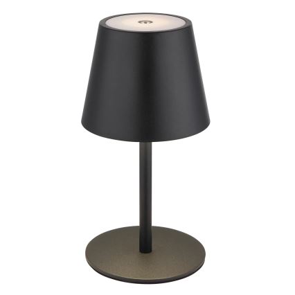 Globo - hämardatav puutetundlik laetav välistingimustesse mõeldud lauavalgusti 3-ühes LED/3W/5V 3000/4000/5000K IP54 1800 mAh must