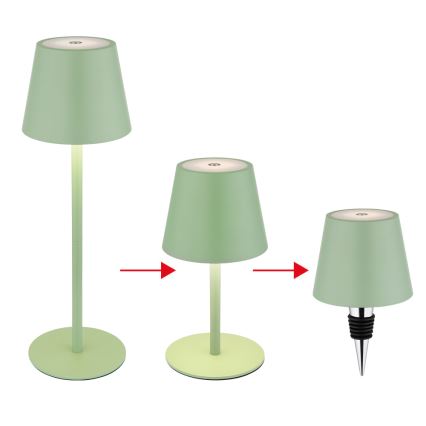 Globo - LED hämardatav puutetundlik laetav välitingimustes laualamp 3-ühes LED/3W/5V 3000/4000/5000K IP54 1800 mAh roheline