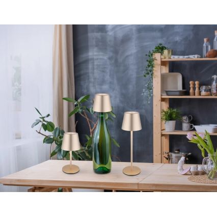 Globo - LED hämardatav puutetundlik laetav välistingimustele sobiv lauavalgusti 3-ühes LED/3W/5V 3000/4000/5000K IP54 1800 mAh messing