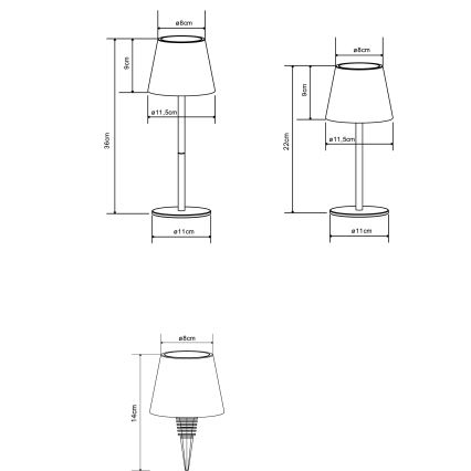 Globo - Hämardatav puutetundlik laetav väljas kasutatav laualamp 3-ühes LED/3W/5V 3000/4000/5000K IP54 1800 mAh